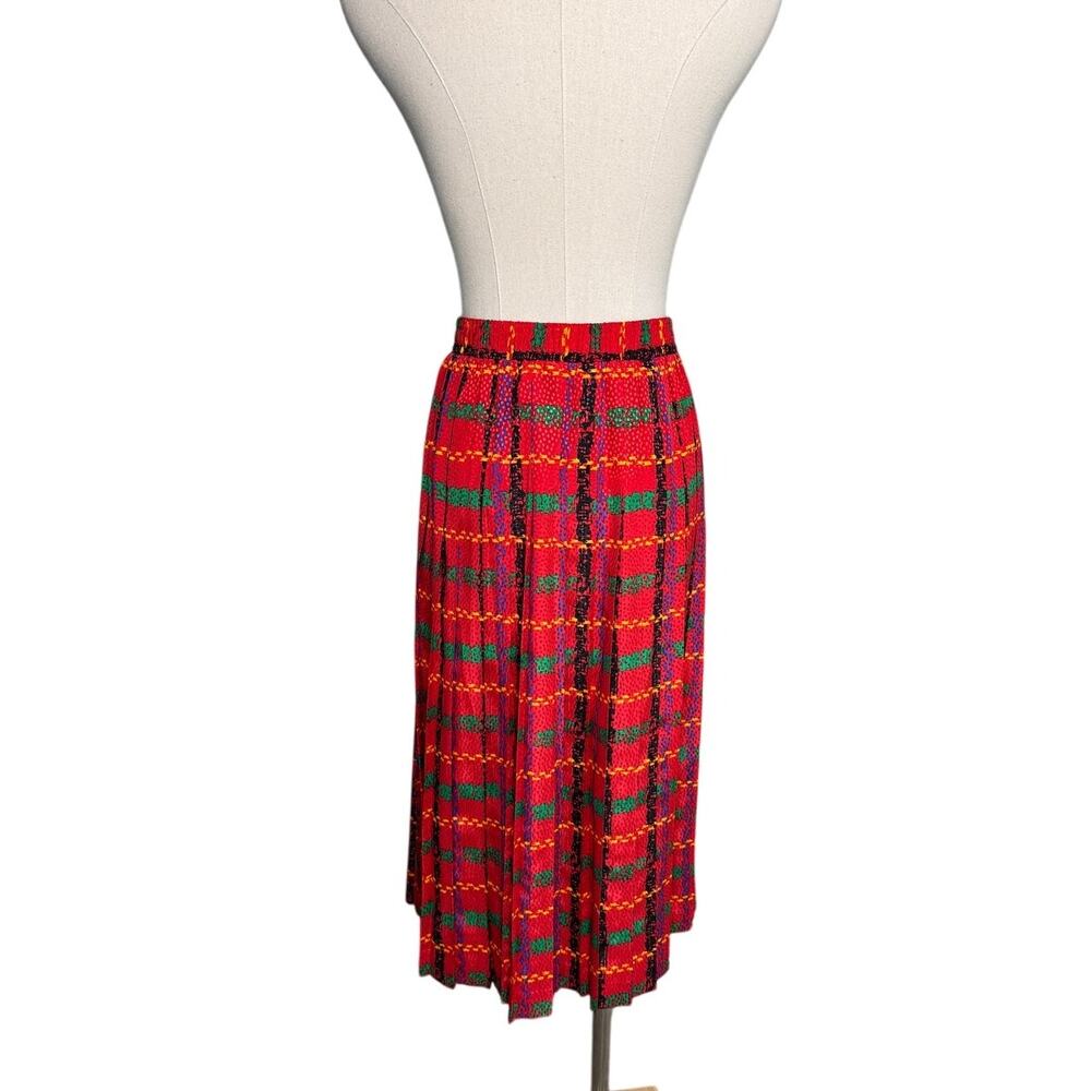 Vintage Andrea Gayle Plaid Pleated Midi Skirt Convertible Mini Dress S M - Picture 8 of 14